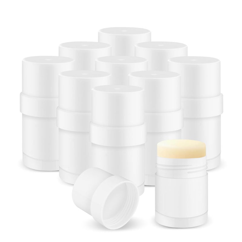 Wresty 10 Pack 30g/1oz Empty Platic Deodorant Containers Top-Fill Deodorant Bottles Refillable Twist-Up Deodorant Tubes For DIY Deodorant Lip Balm Aromatherapy Lotion Stick (white) - Image 1
